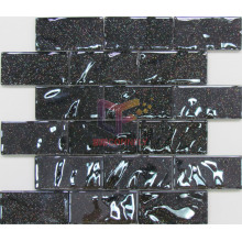 Black Shining Powder Backed Crystal Brick Mosaic Tile (CFC283)